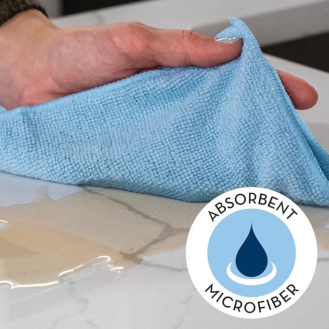 S&T INC. 50 Pack Microfiber Cleaning Cloth, Bulk Towels for Home, Reusable Microfiber Towels for Cars, Cleaning Rags, Light Blue, 11.5 Inches x 11.5 Inches, 50 Count-GravixFit