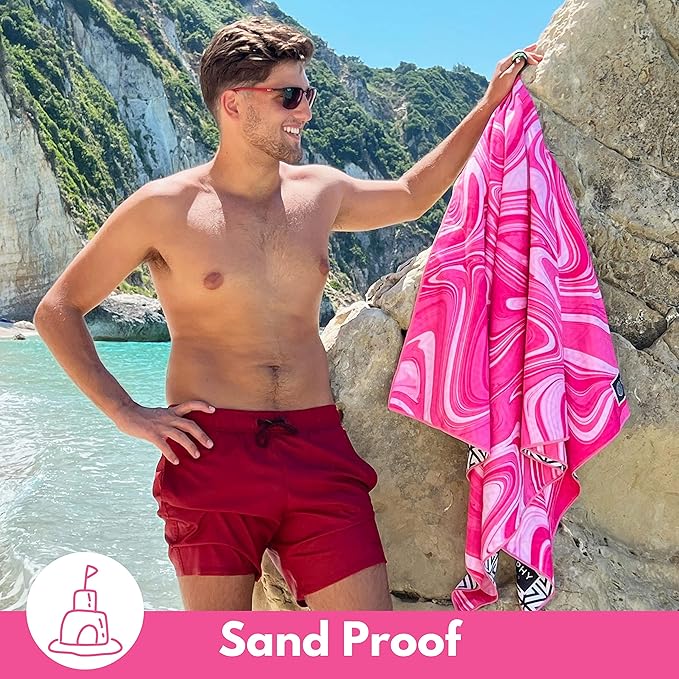 ECCOSOPHY Microfiber Beach Towel - Sand Free Towels are Quick Dry, Light Weight, Super Absorbent - Perfect Pool, Travel, Cruise, Camping Essentials - Oversized Extra Large for Adults 71x35 in-GravixFit