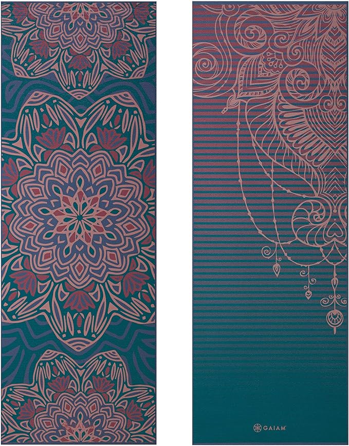 Gaiam Yoga Mat - Premium 6mm Print Reversible Extra Thick Non Slip Exercise & Fitness Mat for All Types of Yoga, Pilates & Floor Workouts (68" x 24" x 6mm Thick)-GravixFit