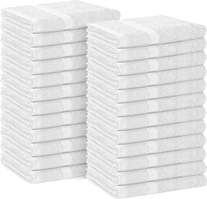 Avalon Salon Towel - White Hand Towels Bulk Pack of 24-100% Cotton Absorbent Spa, Facial & Gym Towels for Working Out - 16x27 Inches (Not Bleach Proof)-GravixFit