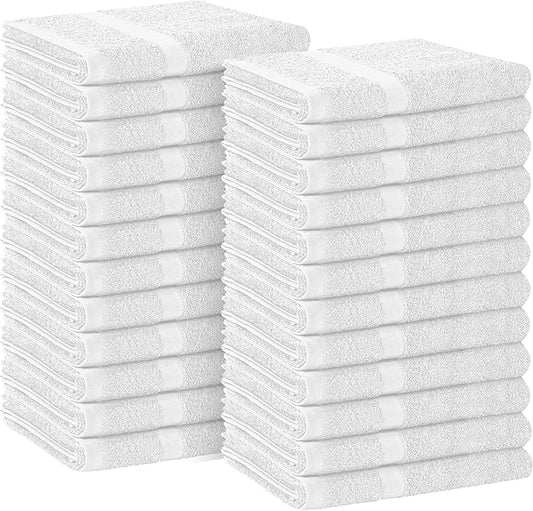 Avalon Salon Towel - White Hand Towels Bulk Pack of 24-100% Cotton Absorbent Spa, Facial & Gym Towels for Working Out - 16x27 Inches (Not Bleach Proof)-GravixFit