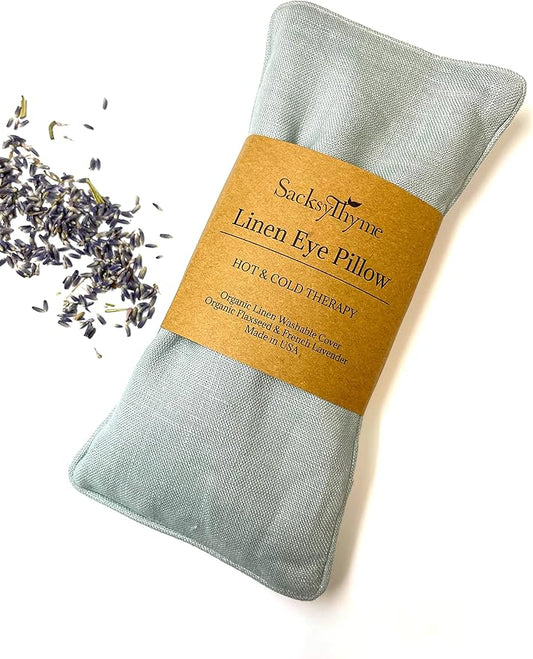 Organic Linen Eye Pillow - Lavender & Flaxseed for Relaxation, Yoga, Stress Relief - Microwavable Heating Pad & Cool Compress - Made in USA - Gifts for Meditation-GravixFit