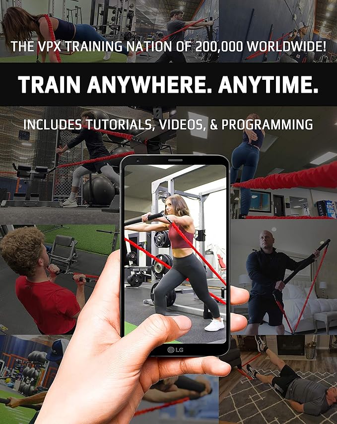 VPX Power Resistance Training System 3.0 | Total 3-Way Stacking Home, Gym, Sport Fitness | Men & Women | 220 LBs Adjustable Suspension Resistant Strength | Leg, Squat, Press, Push, Glute, Arm, LAT