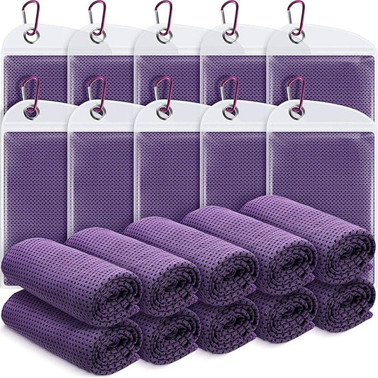 20 Pcs Cooling Towel 40" x 12" Ice Towel for Neck and Face Microfiber Chilly with Bag Breathable Yoga Gym Stay Cool Towels Sweat Rag for Workout Running Camping Pilates Beach Accessories (Purple)-GravixFit