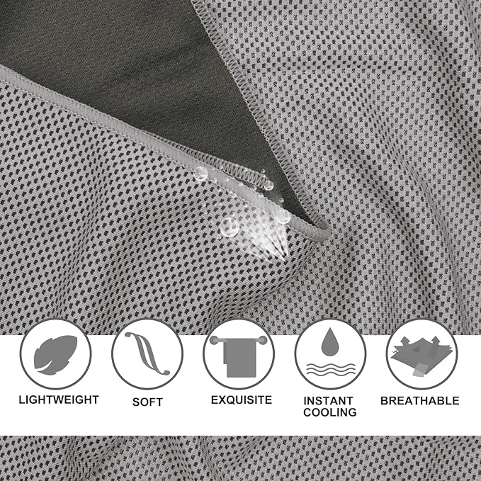 Cooling Towels 20 Pack, 40"x 12" Cooling Rags Neck Wraps for Sports with Carrying Pouch, Gym Cooling Neck Towels for Hor Weather, Sweat, Fitness, Travel-GravixFit