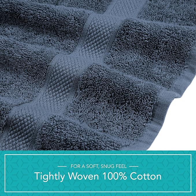 Pleasant Home Bath Towels Set of 6 (24” x 50”) 100% Cotton, 515 GSM | Lightweight, Soft & Absorbent Luxury Towels for Bathroom | for Gym, Pool & Spa | 6 Pack, Navy-GravixFit