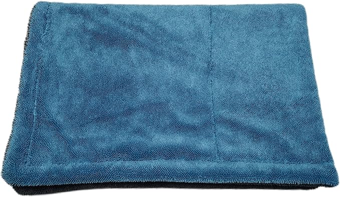 SOFTBATFY 1200 GSM 36" x 24"Dual Sided Microfiber Car Cleaning Drying Towel with Twist Pile, Super Absorbent, Scratch-Free, Machine Washable (Blue-Grey)-GravixFit