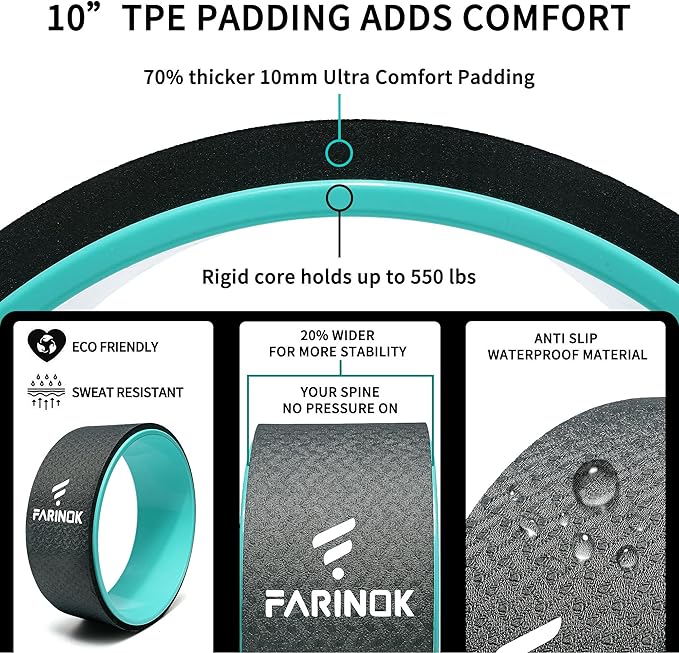 Yoga Wheel for Back Pain Relief, Back Roller Wheel with Extra Cushion, Wider & Thickest Foam, Stretches and Strengthens Core Muscles-GravixFit