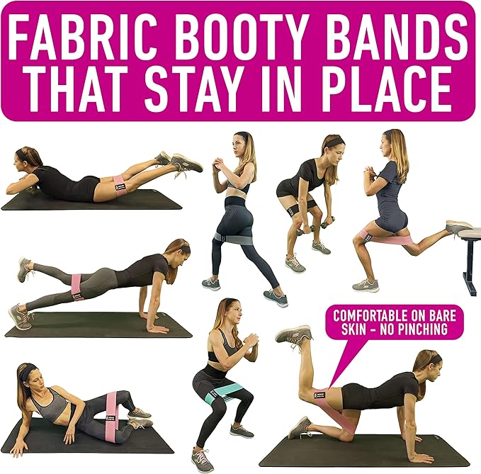 Resistance Bands for Working Out with Workout Bands Guide. 4 Booty Bands for Women Men Fabric Elastic Bands for Exercise Bands Resistance Bands for Legs Bands for Working Out Hip Thigh Glute Bands Set-GravixFit