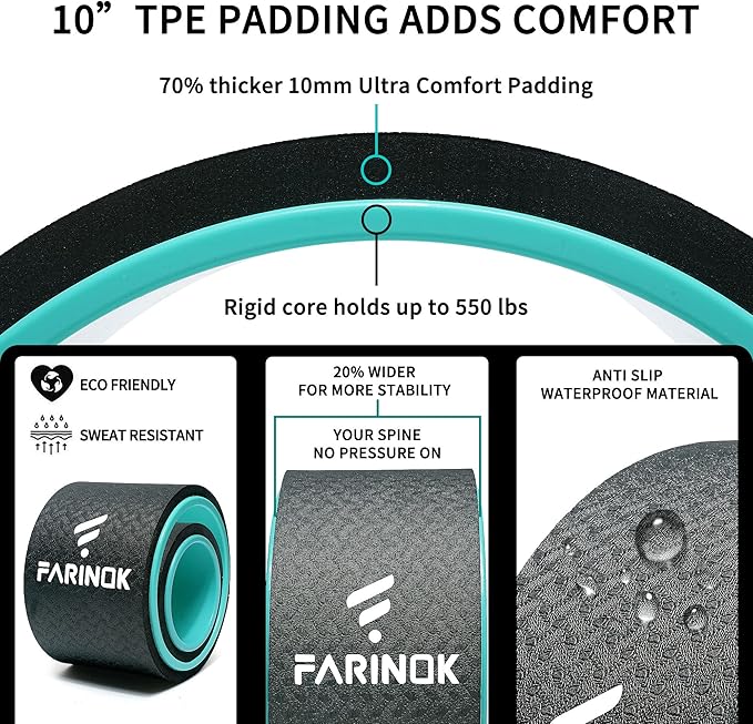 Yoga Wheel Set of 2, Upgraded 10MM Thick Back Wheels for Pain Relief & Stretching, Strongest Back Roller for Deep Tissue Massage, Improving Yoga Poses Backbend-GravixFit