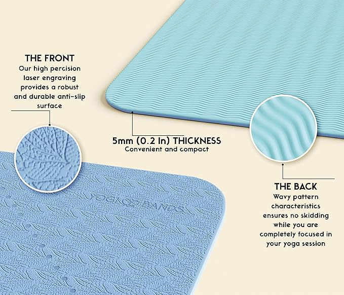 Premium TPE Yoga Mat - Body Alignment Guide Lines and Non-Slip Grip - Perfect for Home Exercise and Gym Workout - Light, Portable, Compact - Travel-Friendly Shoulder Strap-GravixFit