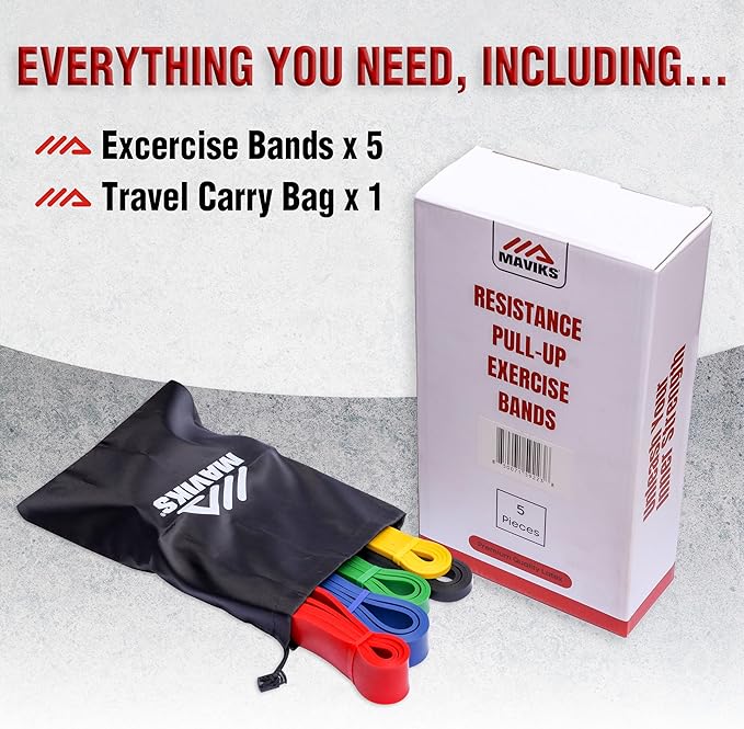 Exercise Resistance Bands for Working Out Set of 5 for Women and Men, Stretch Bands for Exercise, Physical Therapy, Arms Legs Workout, Stretching, Home Fitness-GravixFit