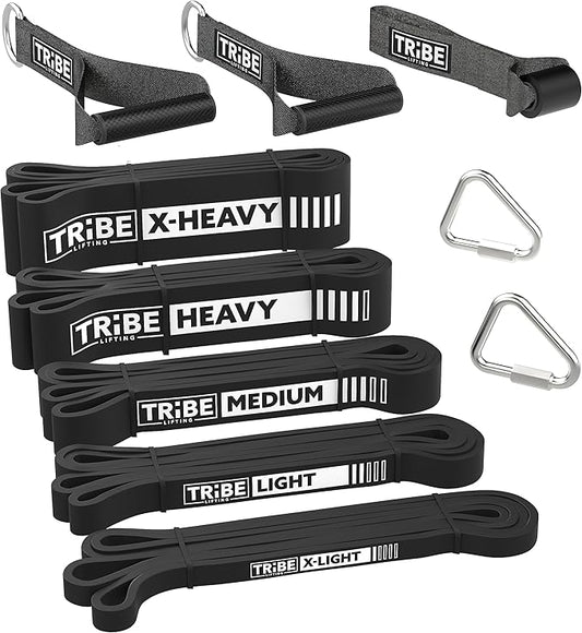 Long Resistance Bands for Working Out Men and Women - Set of 5 Pull-Up Bands, Rubber Handles and Door Anchor - Workout Bands Resistance for Men - Exercise Bands Resistance Bands Set-GravixFit