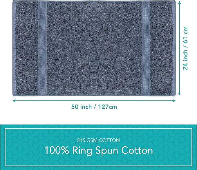 Pleasant Home Bath Towels Set of 6 (24” x 50”) 100% Cotton, 515 GSM | Lightweight, Soft & Absorbent Luxury Towels for Bathroom | for Gym, Pool & Spa | 6 Pack, Navy-GravixFit