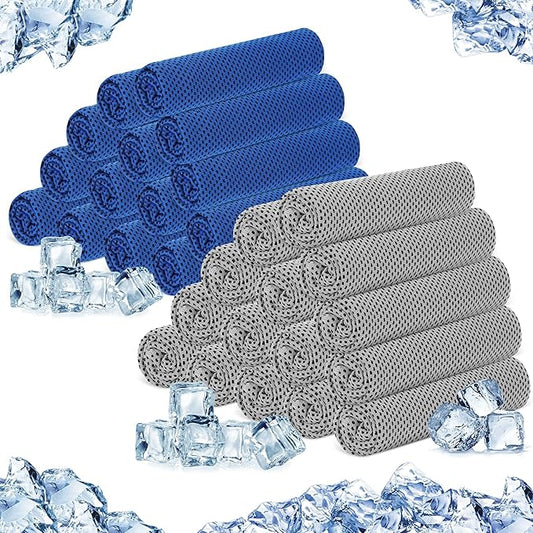 Hosuly 30 Pack Cooling Towels, 40"x12" Ice Breathable Soft Chilly Sweat Rag Microfiber Workout Rags for Gym Cooling Towels for Neck and Face for Yoga Golf Sport Running-GravixFit