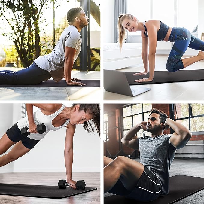 MICRODRY Deluxe Fitness Exercise Yoga Mat for Home & Gym, Extra Thick for High Impact Training, Multi Layered Skid Resistant Surface, Odor Neutralizing with Carrying Strap-GravixFit