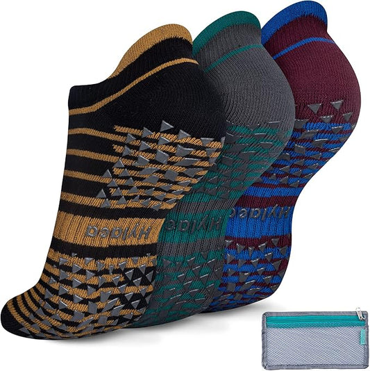 Hylaea Unisex Non Slip Socks with Grip for Yoga, Hospital, Pilates, Barre | Ankle, Cushioned-GravixFit