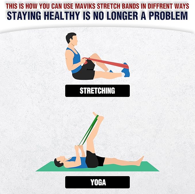 Exercise Resistance Bands for Working Out Set of 5 for Women and Men, Stretch Bands for Exercise, Physical Therapy, Arms Legs Workout, Stretching, Home Fitness-GravixFit