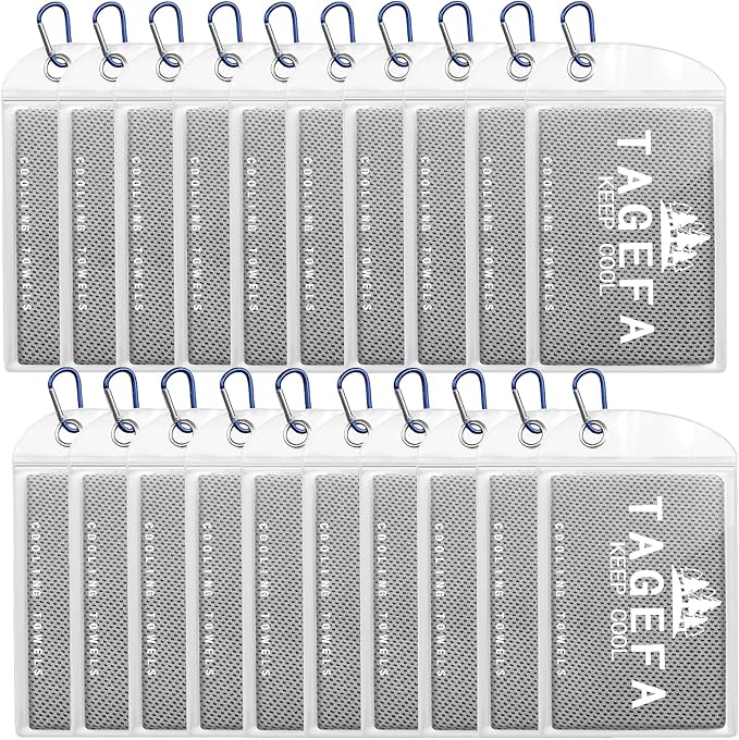 Cooling Towels 20 Pack, 40"x 12" Cooling Rags Neck Wraps for Sports with Carrying Pouch, Gym Cooling Neck Towels for Hor Weather, Sweat, Fitness, Travel-GravixFit