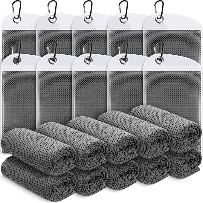 20 Pcs Cooling Towel 40" x 12" Ice Towel for Neck and Face Microfiber Chilly with Bag Breathable Yoga Gym Stay Cool Towels Sweat Rag for Workout Running Camping Pilates Beach Accessories (Dark Gray)-GravixFit