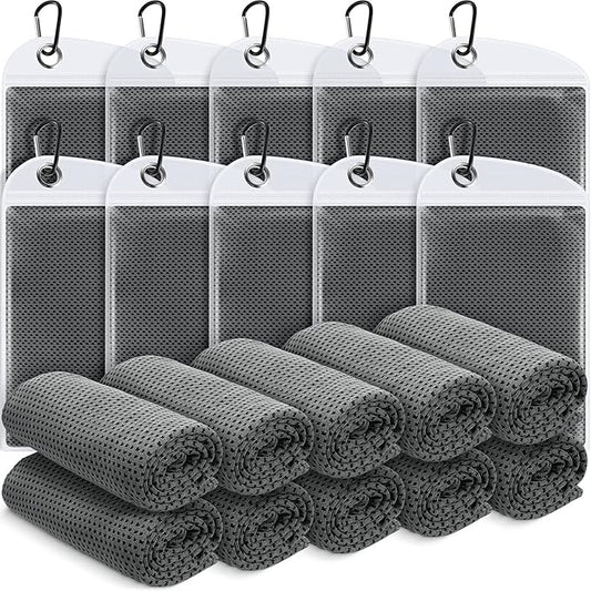 20 Pcs Cooling Towel 40" x 12" Ice Towel for Neck and Face Microfiber Chilly with Bag Breathable Yoga Gym Stay Cool Towels Sweat Rag for Workout Running Camping Pilates Beach Accessories (Dark Gray)-GravixFit