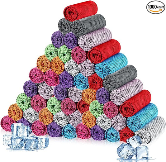 Maitys 1000 Pcs Cooling Towel Bulk, 32 x 12 Inch Microfiber Ice Towel for Neck and Face Cold Soft Breathable Sport Neck Wraps for Hot Weather Athletes Gym Yoga Camping Workout-GravixFit