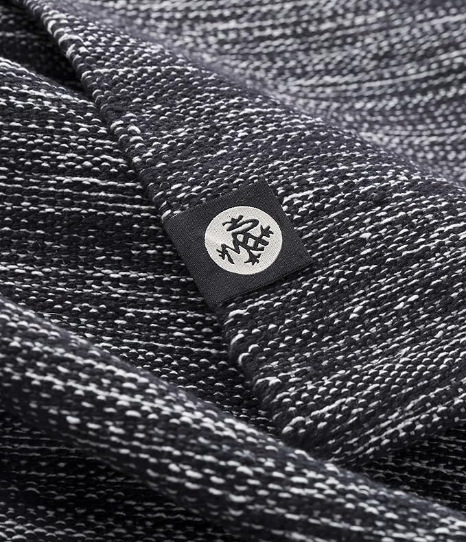 Manduka Shala Yoga Rug 71" - Outdoor Yoga & Meditation | Foldable & Machine Washable | Natural Cotton | Handmade | 71 x 26 inches | Black Heather-GravixFit