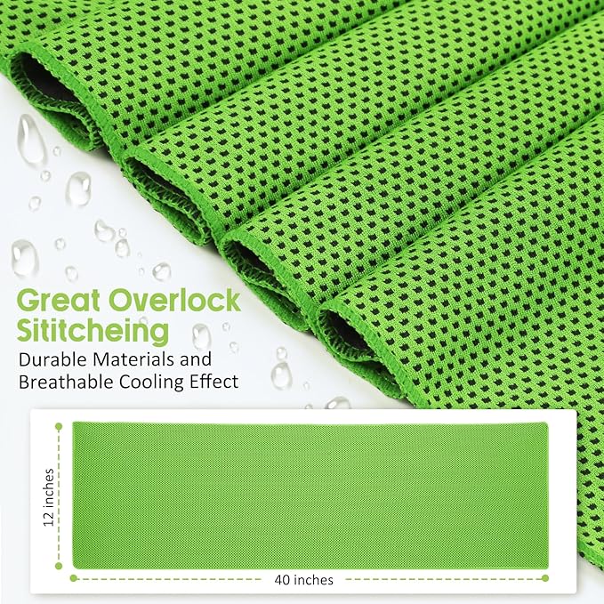 Cooling Towels 20 Pack, 40"x 12" Cooling Rags Neck Wraps for Sports with Carrying Pouch, Gym Cooling Neck Towels for Hor Weather, Sweat, Fitness, Travel-GravixFit