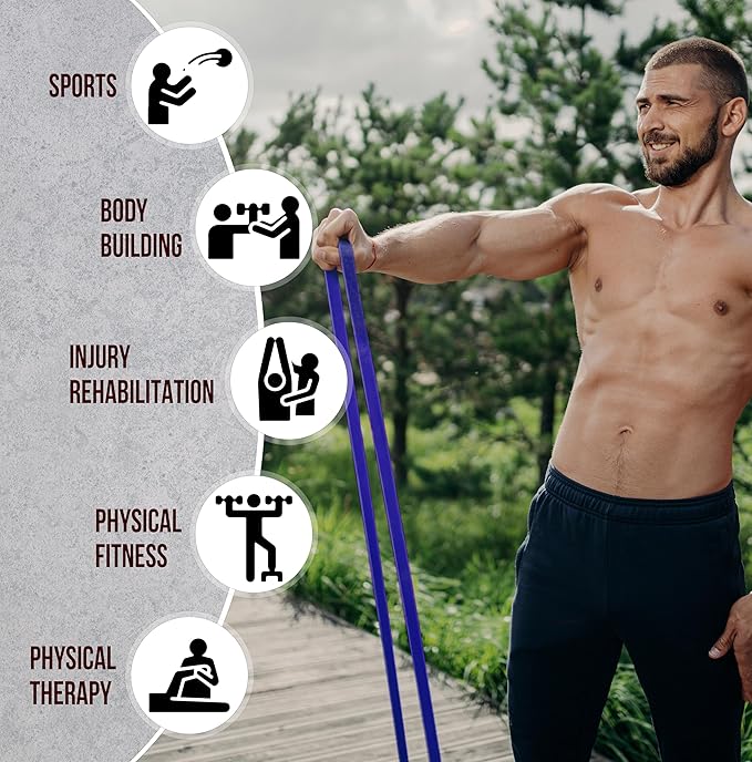 Exercise Resistance Bands for Working Out Set of 5 for Women and Men, Stretch Bands for Exercise, Physical Therapy, Arms Legs Workout, Stretching, Home Fitness-GravixFit