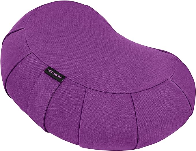 Retrospec Sedona Zafu Meditation Cushion Filled w/Buckwheat Hulls - Yoga Pillow for Meditation Practices - Machine Washable 100% Cotton Cover & Durable Carry Handle Round & Crescent, 1 Ct (Pack of 1)-GravixFit