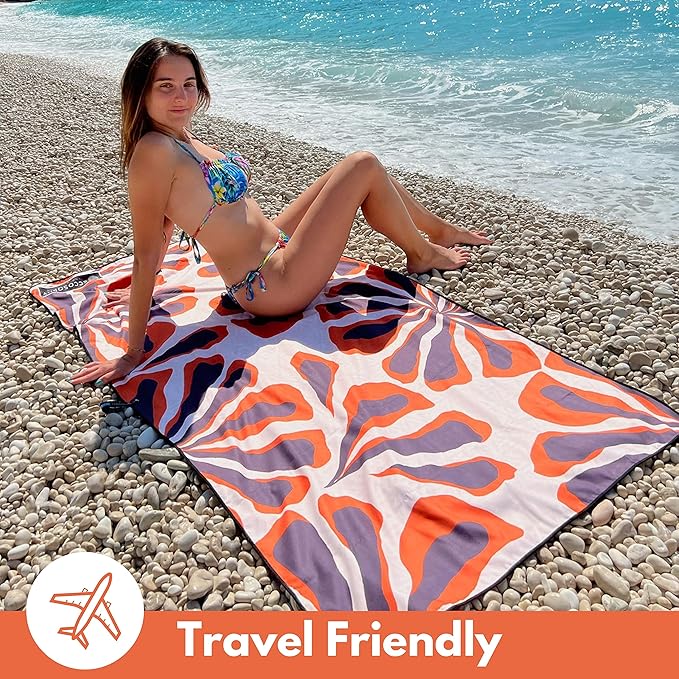 ECCOSOPHY Microfiber Beach Towel - Sand Free Towels are Quick Dry, Light Weight, Super Absorbent - Perfect Pool, Travel, Cruise, Camping Essentials - Oversized Extra Large for Adults 71x35 in-GravixFit
