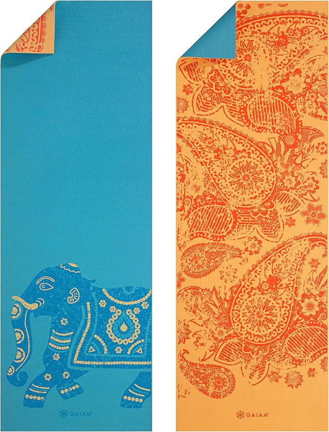Gaiam Yoga Mat - Premium 6mm Print Reversible Extra Thick Non Slip Exercise & Fitness Mat for All Types of Yoga, Pilates & Floor Workouts (68" x 24" x 6mm Thick)-GravixFit