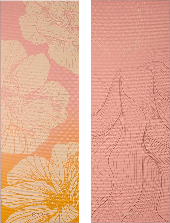 Gaiam Yoga Mat - Premium 6mm Print Reversible Extra Thick Non Slip Exercise & Fitness Mat for All Types of Yoga, Pilates & Floor Workouts (68" x 24" x 6mm Thick)-GravixFit