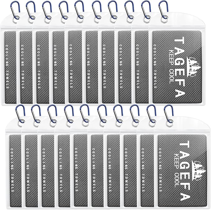 Cooling Towels 20 Pack, 40"x 12" Cooling Rags Neck Wraps for Sports with Carrying Pouch, Gym Cooling Neck Towels for Hor Weather, Sweat, Fitness, Travel-GravixFit