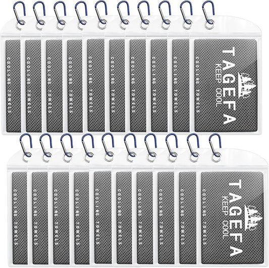 Cooling Towels 20 Pack, 40"x 12" Cooling Rags Neck Wraps for Sports with Carrying Pouch, Gym Cooling Neck Towels for Hor Weather, Sweat, Fitness, Travel-GravixFit