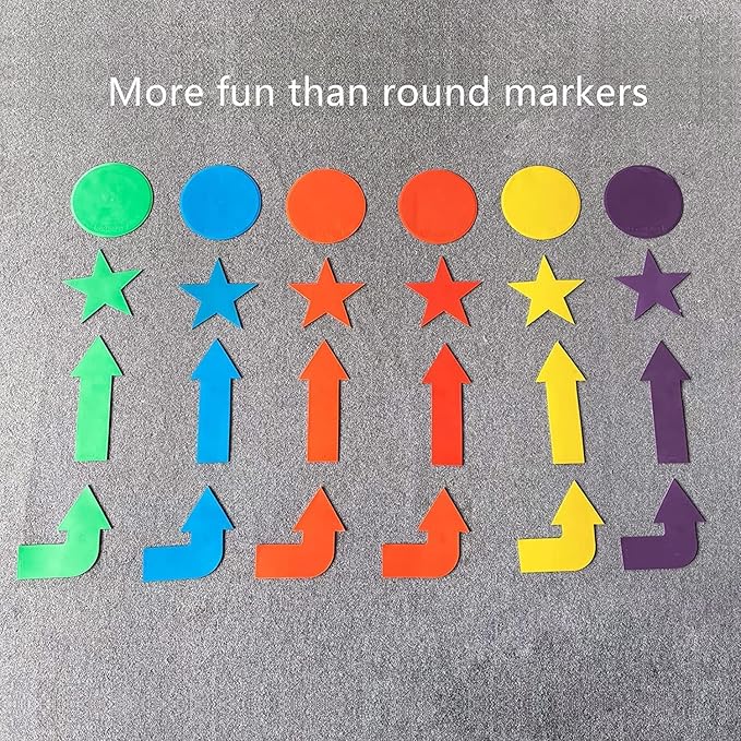 12pcs Colorful Star Arrow Spot Marker Non-Slip Directional Carpet Marker for Training Agility, Kids Classroom Activity, Gym, Sport, Home (Star)-GravixFit