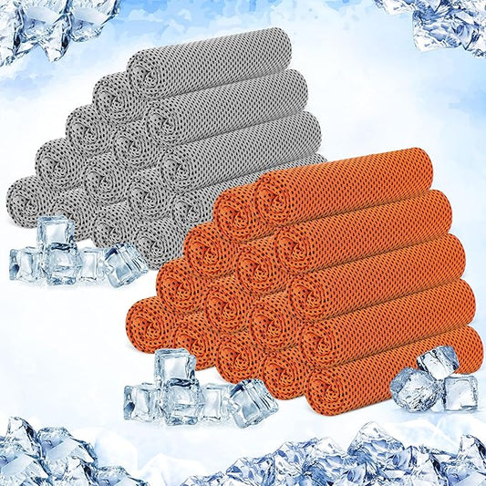 Hosuly 30 Pack Cooling Towels, 40"x12" Ice Breathable Soft Chilly Sweat Rag Microfiber Workout Rags for Gym Cooling Towels for Neck and Face for Yoga Golf Sport Running-GravixFit