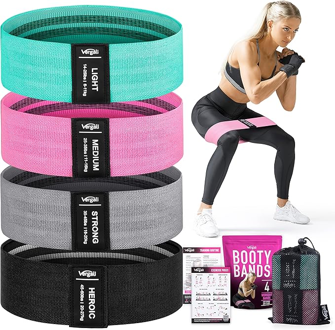 Resistance Bands for Working Out with Workout Bands Guide. 4 Booty Bands for Women Men Fabric Elastic Bands for Exercise Bands Resistance Bands for Legs Bands for Working Out Hip Thigh Glute Bands Set-GravixFit