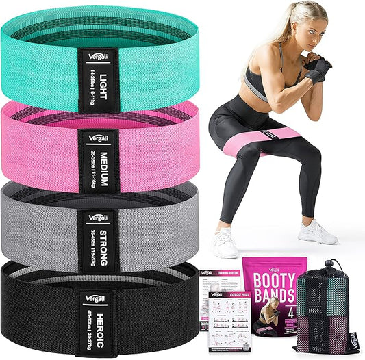 Resistance Bands for Working Out with Workout Bands Guide. 4 Booty Bands for Women Men Fabric Elastic Bands for Exercise Bands Resistance Bands for Legs Bands for Working Out Hip Thigh Glute Bands Set-GravixFit