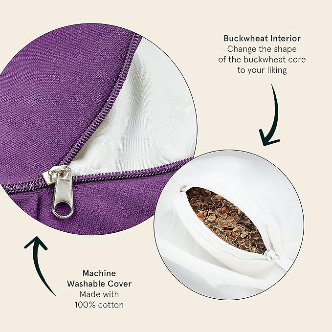 Retrospec Sedona Zafu Meditation Cushion Filled w/Buckwheat Hulls - Yoga Pillow for Meditation Practices - Machine Washable 100% Cotton Cover & Durable Carry Handle Round & Crescent, 1 Ct (Pack of 1)-GravixFit