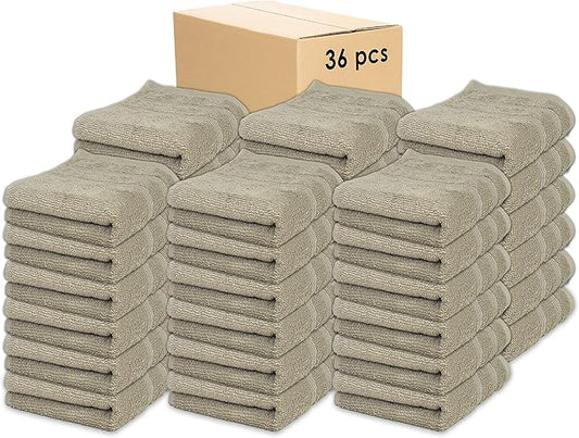 Kaufman - Premium Hand Towels Set for Bathroom, Spa, Gym, and Face Towel 100% Cotton Ring Spun, Ultra Soft Feel and Highly Absorbent Towels (Linen, 36-PK)-GravixFit