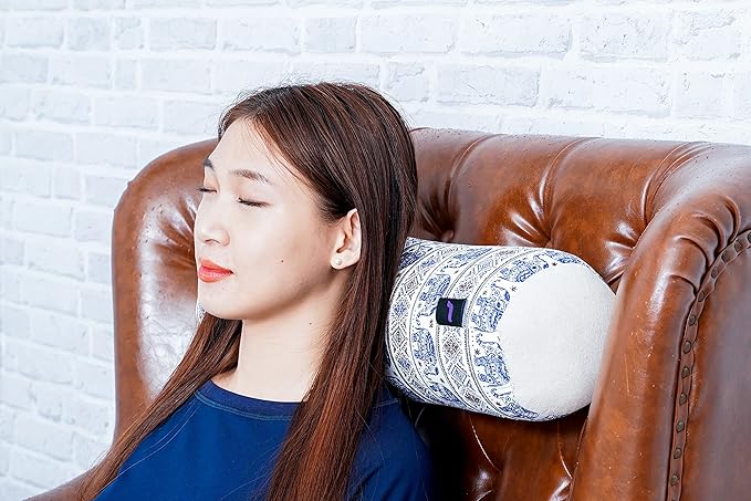 Leewadee Small Yoga Bolster – Shape-Retaining Cervical Neck Roll, Tube Pillow for Comfortable Reading, Kapok Filling, 22 x 6 x 6 inches-GravixFit