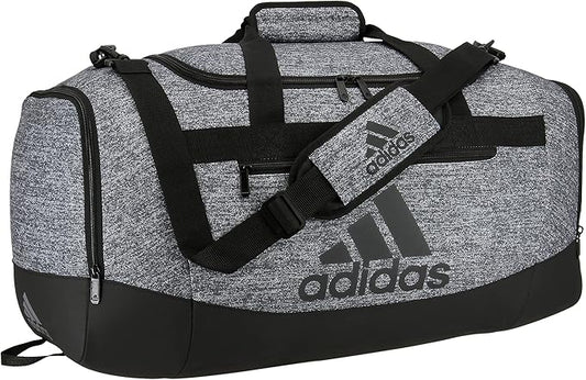 adidas Unisex Defender 4.0 Gym Duffel Bag for Men and Women, Jersey Onix Grey/Black, Medium (66L)-GravixFit