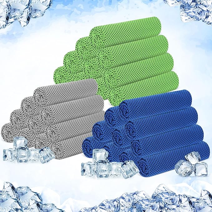 Hosuly 30 Pack Cooling Towels, 40"x12" Ice Breathable Soft Chilly Sweat Rag Microfiber Workout Rags for Gym Cooling Towels for Neck and Face for Yoga Golf Sport Running-GravixFit