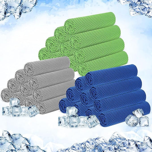 Hosuly 30 Pack Cooling Towels, 40"x12" Ice Breathable Soft Chilly Sweat Rag Microfiber Workout Rags for Gym Cooling Towels for Neck and Face for Yoga Golf Sport Running-GravixFit