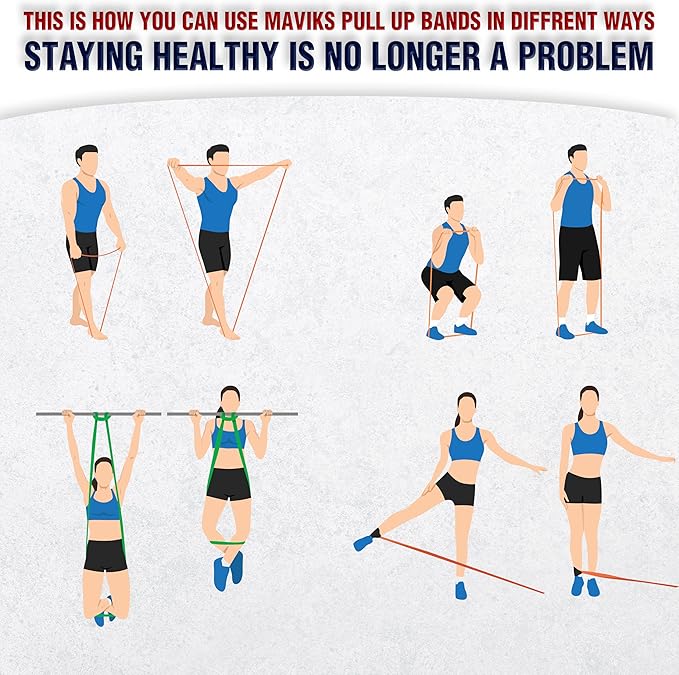 Exercise Resistance Bands for Working Out Set of 5 for Women and Men, Stretch Bands for Exercise, Physical Therapy, Arms Legs Workout, Stretching, Home Fitness-GravixFit