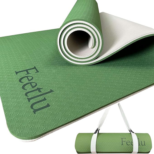Extra Thick Exercise Yoga Mat with Strap - 2/5 Inch (10MM), Non-Slip Workout Mat for Yoga, Pilates, and Floor Exercises-GravixFit