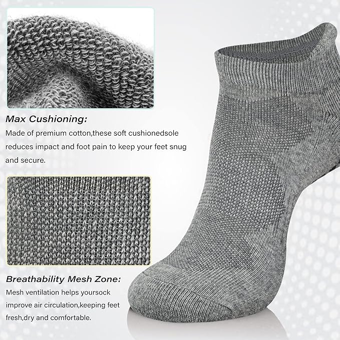 Hylaea Unisex Non Slip Socks with Grip for Yoga, Hospital, Pilates, Barre | Ankle, Cushioned-GravixFit