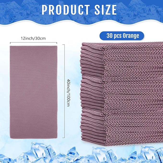 Hosuly 30 Pack Cooling Towels, 40"x12" Ice Breathable Soft Chilly Sweat Rag Microfiber Workout Rags for Gym Cooling Towels for Neck and Face for Yoga Golf Sport Running-GravixFit