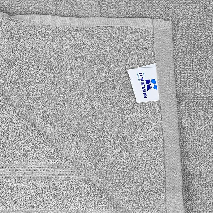 Kaufman - Premium Hand Towels Set for Bathroom, Spa, Gym, and Face Towel 100% Cotton Ring Spun, Ultra Soft Feel and Highly Absorbent Towels (Light Gray, 6-PK)-GravixFit